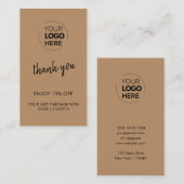 Brown Logoスタイリッシュビジネスモダンに感謝 割引カード (正面/裏面)
