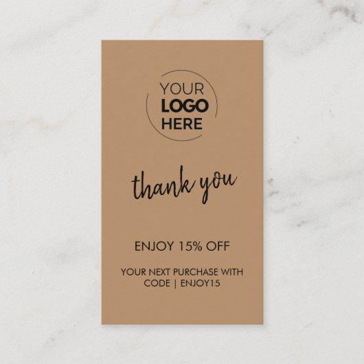 Brown Logoスタイリッシュビジネスモダンに感謝 割引カード (正面)