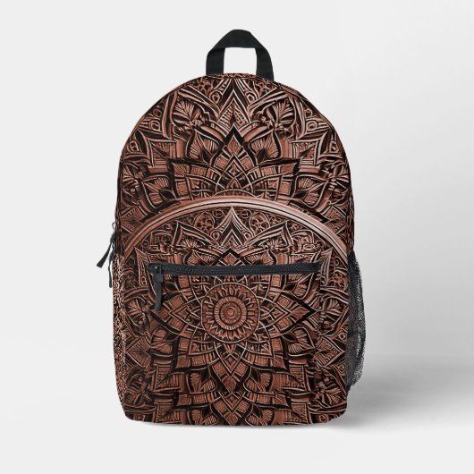  Brown Mandala Stylish Backpack プリントバックパック (正面)
