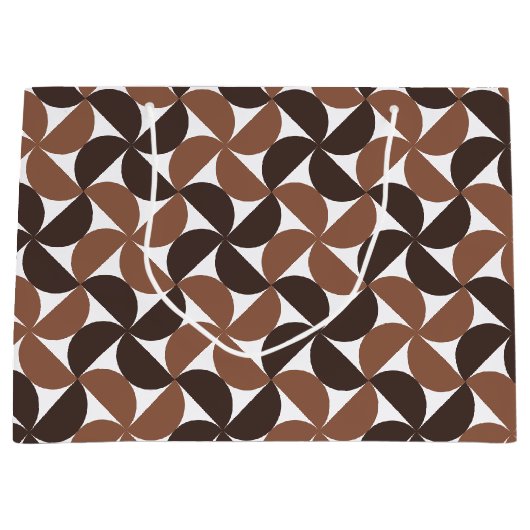 Brown Mid Century Modern Pattern ラージペーパーバッグ (正面)