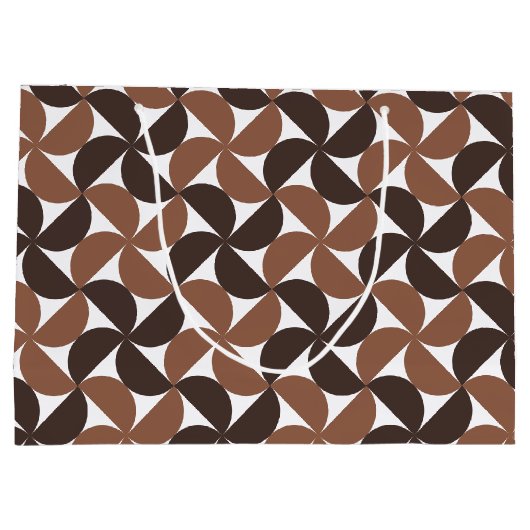 Brown Mid Century Modern Pattern ラージペーパーバッグ (裏面)