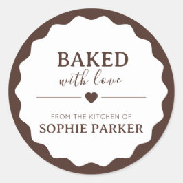 Brown Minimal  Baked With Love Scallop Sticker ラウンドシール