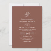 Brown Minimalist Horseshoe Rustic QR Code Wedding 招待状 (正面)