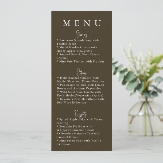 Brown Minimalist Modern Wedding Menu メニュー (スタンド正面)
