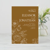Brown Minimalist Rustic Floral Elegant Wedding  招待状 (スタンド正面)