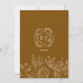Brown Minimalist Rustic Floral Elegant Wedding  招待状 (裏面)