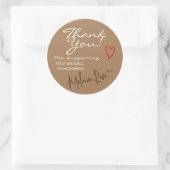 Brown Minimalist Thank You Labelsハート署名 ラウンドシール (バッグ)