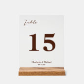Brown Minimalist Wedding Table Number アクリルサイン (正面)