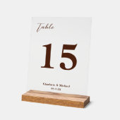 Brown Minimalist Wedding Table Number アクリルサイン (傾斜)