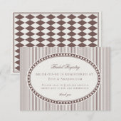 Brown Mocha Harlequin Checkered Bridal Registry エンクロージャーカード (正面/裏面)