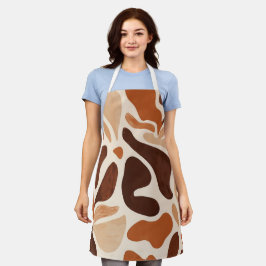 Brown Modern Art Flow Shapes All-Over Print Apron エプロン