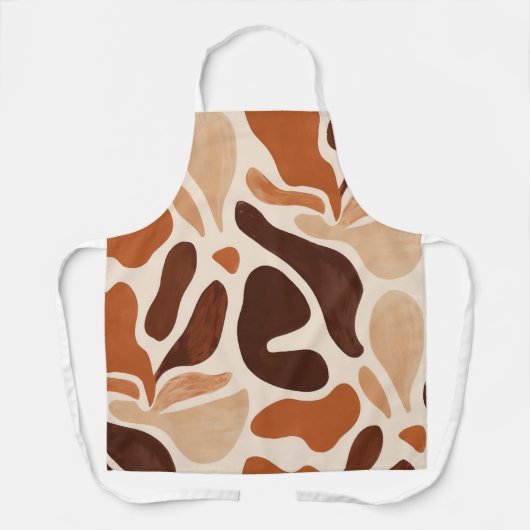 Brown Modern Art Flow Shapes All-Over Print Apron エプロン (正面)