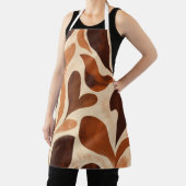 Brown Modern Art Flow Shapes All-Over Print Apron エプロン (インサイチュ)