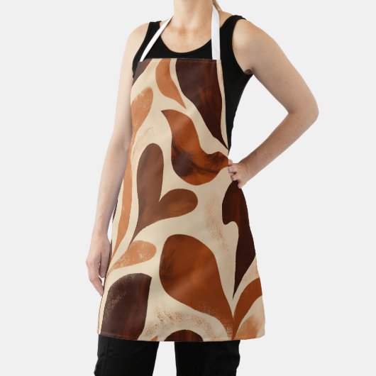 Brown Modern Art Flow Shapes All-Over Print Apron エプロン (インサイチュ)