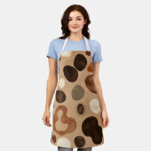 Brown Modern Art Flow Shapes All-Over Print Apron エプロン (着用した状態)