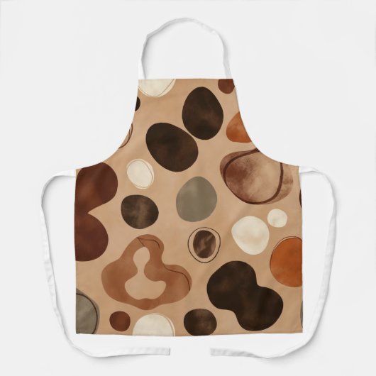 Brown Modern Art Flow Shapes All-Over Print Apron エプロン (正面)