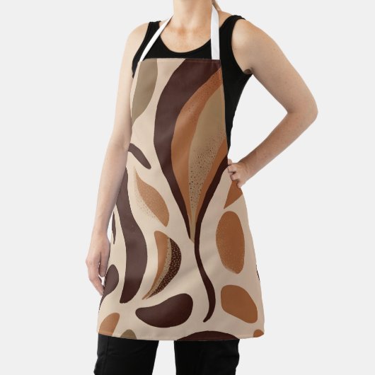 Brown Modern Art Flow Shapes All-Over Print Apron エプロン (インサイチュ)