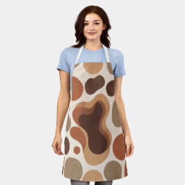 Brown Modern Art Flow Shapes All-Over Print Apron エプロン