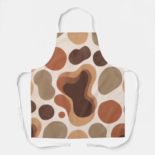 Brown Modern Art Flow Shapes All-Over Print Apron エプロン (正面)