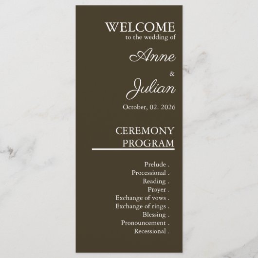 Brown Modern Minimalist Bridal Program QR Code プログラム (正面)