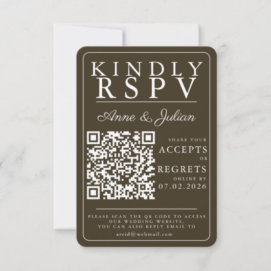 Brown Modern Photo RSVP Insert QR Code (正面)