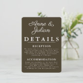 Brown Modern Wedding Details Card Insert QR Code エンクロージャーカード (スタンド正面)