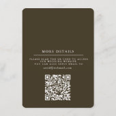 Brown Modern Wedding Details Card Insert QR Code エンクロージャーカード (裏面)