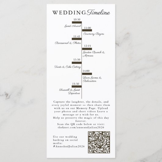 Brown Modern  Wedding Timeline and Party QR Code プログラム (裏面)