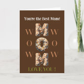 BROWN Mom Mother's day card with foto，花のフォント カード (正面)