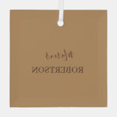 Brown monogram calligraphy minimalist professional ガラスオーナメント (裏面)
