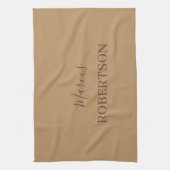 Brown monogram calligraphy minimalist professional キッチンタオル (縦)