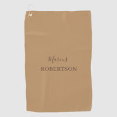 Brown monogram calligraphy minimalist professional ゴルフタオル (正面)