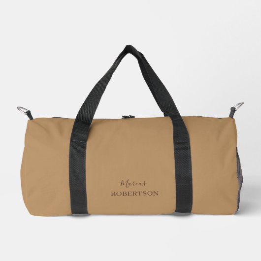 Brown monogram calligraphy minimalist professional ダッフルバッグ (正面)
