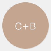 Brown Monogram Modern Wedding ラウンドシール (正面)