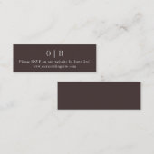 Brown Monogram RSVP Website Mini Enclosure Card スキニー名刺 (正面/裏面)