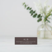 Brown Monogram RSVP Website Mini Enclosure Card スキニー名刺 (スタンド正面)