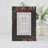 Brown Moody Darkフローラ金ゴールド緑RSVP返信 招待状 (スタンド正面)