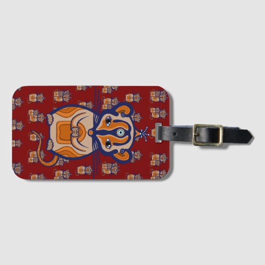 Brown Mouse pattern Curtain ラゲッジタグ (正面横)