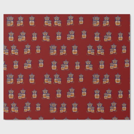 Brown Mouse pattern Curtain ラッピングペーパー (フラット)