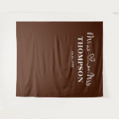 Brown | Mr and Mrs Elegant Simple Backdrop タペストリー (正面(横))