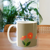 Brown Mug with Floral Design コーヒーマグカップ