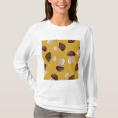 Brown Mushroom Pattern on Mustard Yellow Tシャツ (正面)