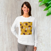 Brown Mushroom Pattern on Mustard Yellow Tシャツ