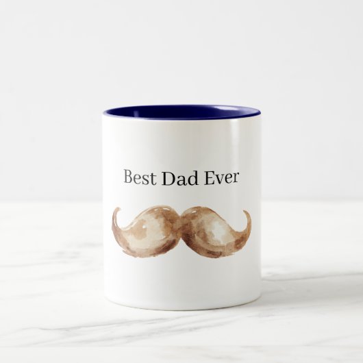 Brown Mustache Best Dad Ever ツートーンマグカップ (中央)