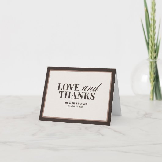 Brown Neutral | Classic Luxe Wedding サンキューカード (正面)