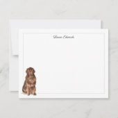 Brown Newfoundland Dog Gray Border Personalized ノートカード (正面)
