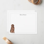 Brown Newfoundland Dog Gray Border Personalized ノートカード (正面/裏面インサイチュ)