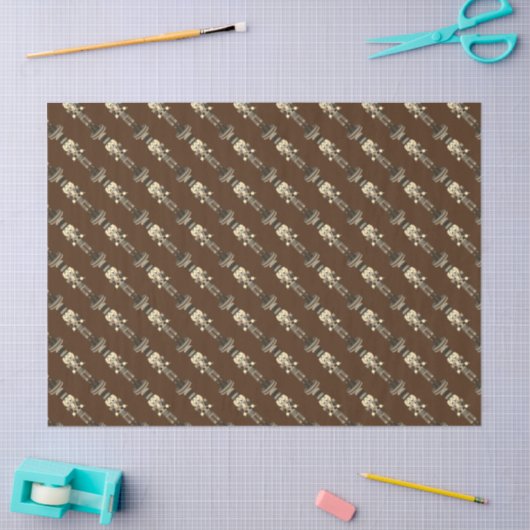 Brown Nutcracker Soldier Christmas Wrapping Paper 薄葉紙 (クラフト)