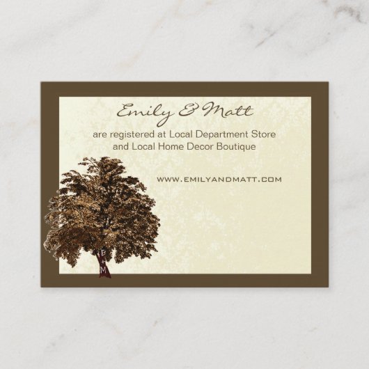 Brown Oak Treeの情結婚報カード エンクロージャーカード (正面)