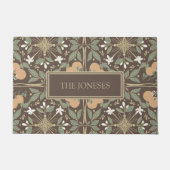 Brown Orange Blossoms Pattern and Custom Text ドアマット (正面)